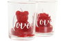 DKD Home Decor Vela San Valentin Urban Rojo Cera Parafina Cristal 5x5x6.5 cm Oso Rosa Love Fresa 30gr 12 Unidades