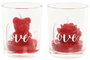 DKD Home Decor Vela San Valentin Urban Rojo Cera Parafina Cristal 5x5x6.5 cm Oso Rosa Love Fresa 30gr 12 Unidades