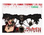 Collar Halloween Mujer Adulto Piedras Negras Brillantes Encaje Negro
