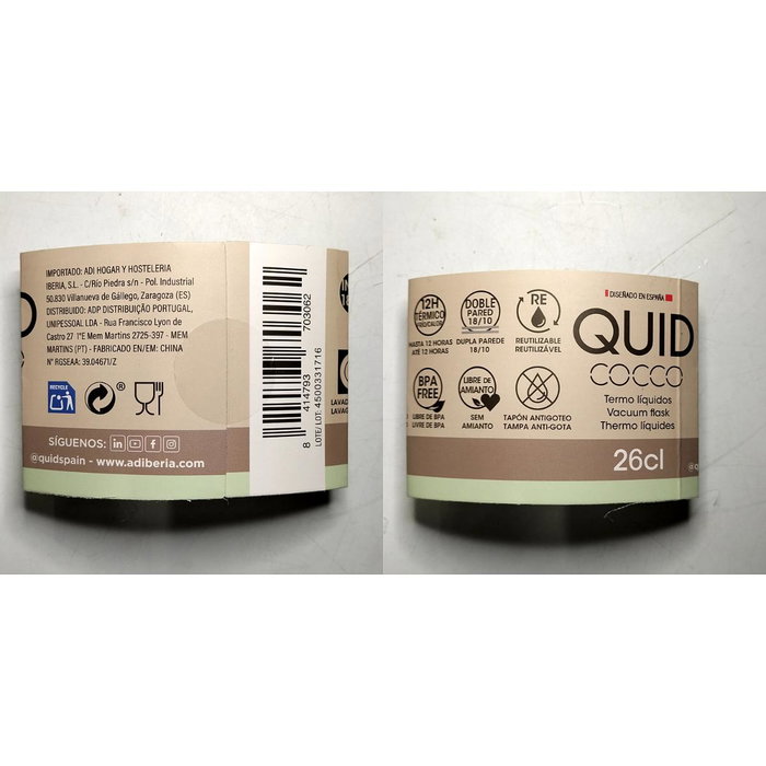 Quid Termo Cocco Acero Inoxidable 26 cL Blanco