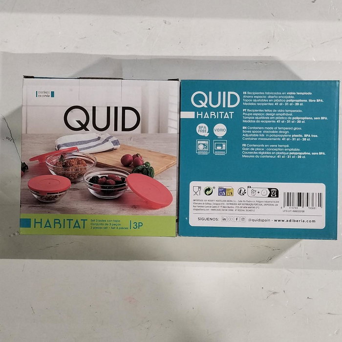 Quid Set de 3 recipientes redondos de vidrio HABITAT