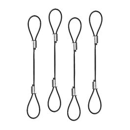 LINDY 40774 Cabo de Segurança e Adaptador, Pack de 4 Unidades, 0.15 m, Poliamida e Aço Inoxidável, Preto