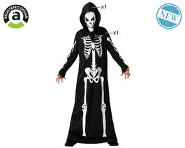 Disfraz Esqueleto Niños 5-6 Años Halloween Mono Capucha Unisex