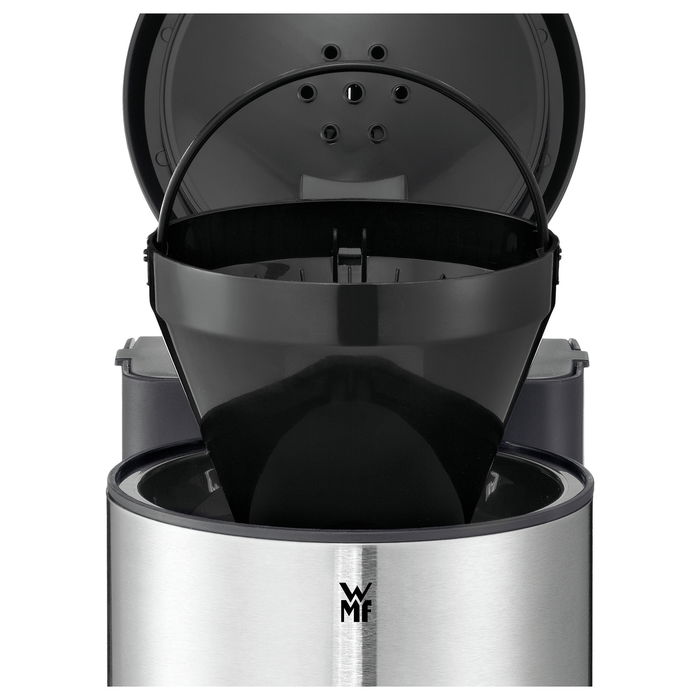 WMF 0412150011 Stelio Cafetera de Filtro 1.25L, 1000W, Negra/Acero Inoxidable, Semi-Automática con Jarra y Plato Caliente