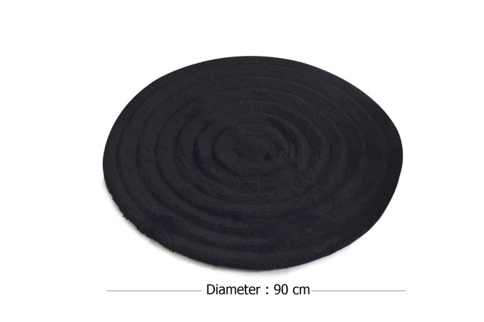 Mijölnir Alfombrilla de Baño Redonda Negra - 100% Acrílico, 30mm Pelo, Antibacteriana, Antideslizante, Lavable a Máquina, 90 cm