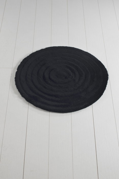 Mijölnir Alfombrilla de Baño Redonda Negra - 100% Acrílico, 30mm Pelo, Antibacteriana, Antideslizante, Lavable a Máquina, 90 cm