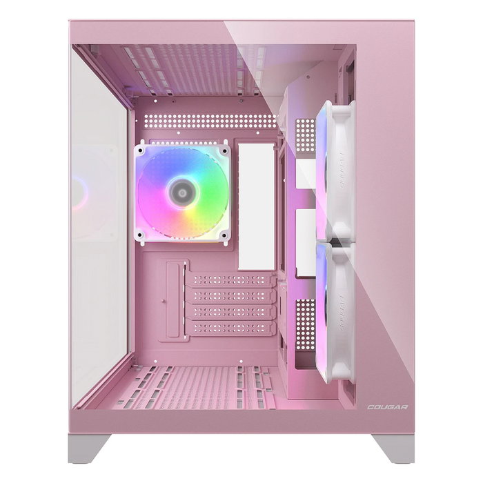 Cougar FV150 Pink - Torre Mini Gaming ARGB, Ventana Lateral de Cristal Templado, Soporta Micro-ATX/Mini-ITX, Con 3 Ventiladores RGB, 2 USB 3.2, USB-C, Filtros Anti-Polvo