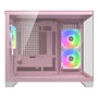 Cougar FV150 Pink - Torre Mini Gaming ARGB, Ventana Lateral de Cristal Templado, Soporta Micro-ATX/Mini-ITX, Con 3 Ventiladores RGB, 2 USB 3.2, USB-C, Filtros Anti-Polvo