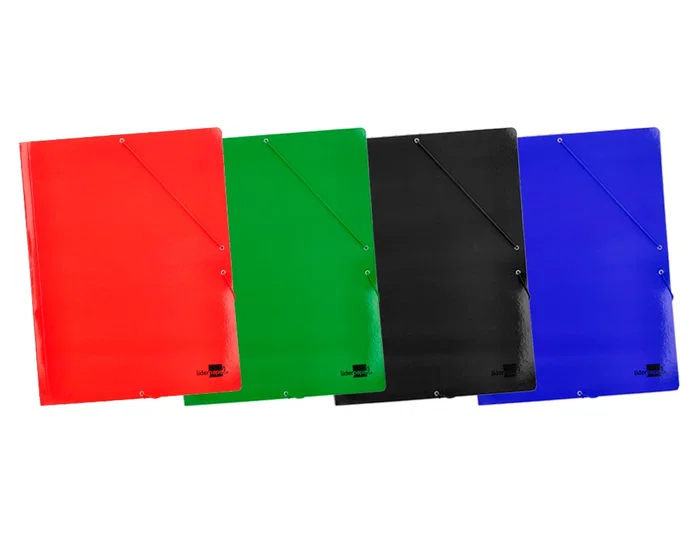 Liderpapel Carpeta de Gomas Tres Solapas Cartón Plastificado DIN A3 Colores Surtidos