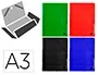 Liderpapel Carpeta de Gomas Tres Solapas Cartón Plastificado DIN A3 Colores Surtidos