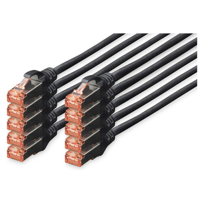 Digitus Pack de 10 cables de conexión CAT 6 S/FTP 0,5m Negro Digitus Pack de 10 cables de conexión CAT 6 S/FTP 0,5m Negro