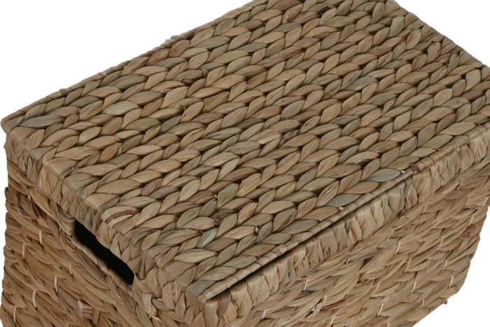 DKD Home Decor Set de 2 Cajas de Jacinto de Agua y Metal Natural