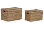 DKD Home Decor Set de 2 Cajas de Jacinto de Agua y Metal Natural