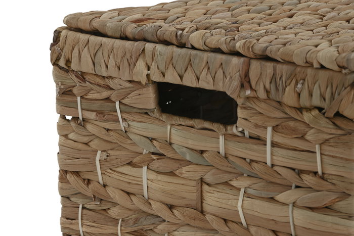 DKD Home Decor Set de 2 Cajas de Jacinto de Agua y Metal Natural