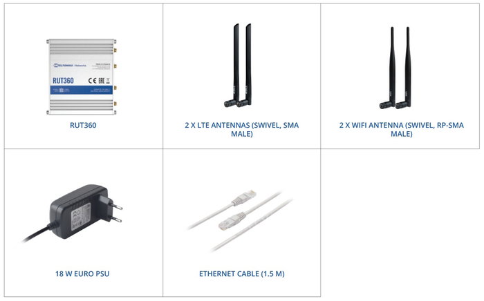 Teltonika RUT360 Router de red móvil Industrial 4G LTE Cat 6 Wi-Fi