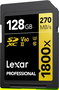 Lexar 128GB Professional 1800X SDXC UHS-II Tarjeta de Memoria, C10 V60 U3, Lectura 270MB/s, Escritura 180MB/s, LSD1800128G-BNNNG