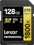 Lexar 128GB Professional 1800X SDXC UHS-II Tarjeta de Memoria, C10 V60 U3, Lectura 270MB/s, Escritura 180MB/s, LSD1800128G-BNNNG