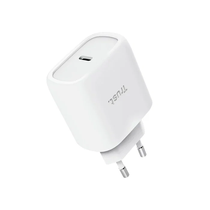 Trust Maxo Cargador de Pared GaN 45W USB-C PD 3.0 con Cable 2m, Carga Rápida Universal Compatible con Apple, Protección Sobrecalentamiento, Blanco