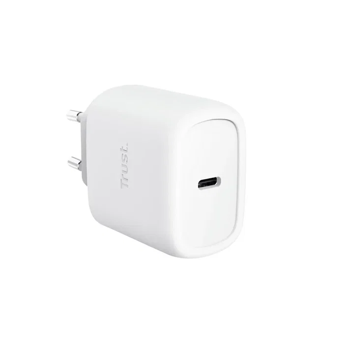 Trust Maxo Cargador de Pared GaN 45W USB-C PD 3.0 con Cable 2m, Carga Rápida Universal Compatible con Apple, Protección Sobrecalentamiento, Blanco
