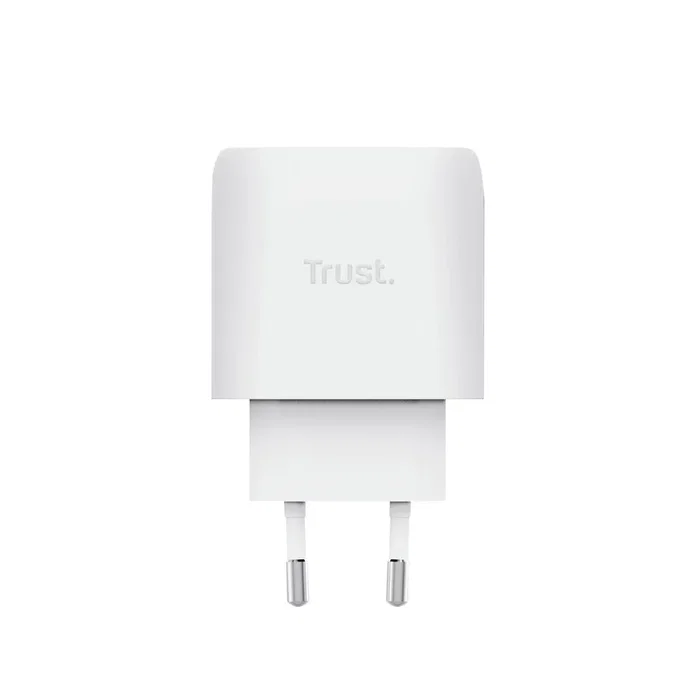 Trust Maxo Cargador de Pared GaN 45W USB-C PD 3.0 con Cable 2m, Carga Rápida Universal Compatible con Apple, Protección Sobrecalentamiento, Blanco