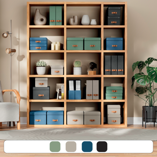 Leitz 61490068 Pack 2 Cajas de Almacenamiento Medianas de Cartón, Color Azul, Formato A4, 17L