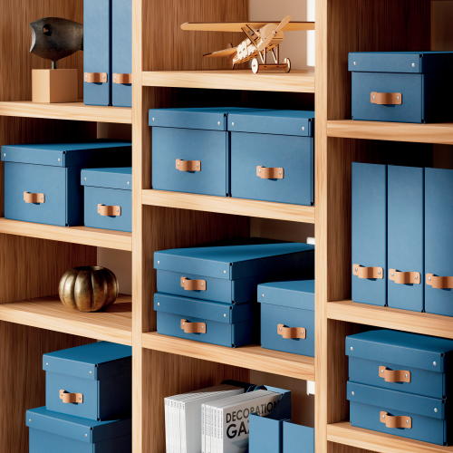 Leitz 61490068 Pack 2 Cajas de Almacenamiento Medianas de Cartón, Color Azul, Formato A4, 17L