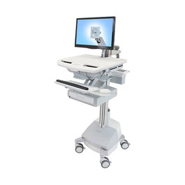 Ergotron StyleView Carro Multimedia con Brazo LCD SLA-Antrieb para Panel Plano hasta 61 cm (24") y 16.8 kg, 1 Cajón, Ajustable, Gris/Blanco/Aluminio