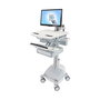 Ergotron StyleView Carro Multimedia con Brazo LCD SLA-Antrieb para Panel Plano hasta 61 cm (24") y 16.8 kg, 1 Cajón, Ajustable, Gris/Blanco/Aluminio