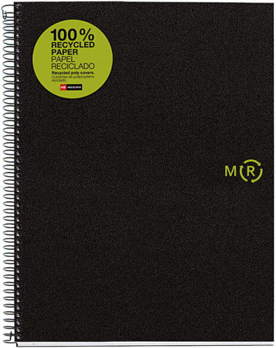 Miquelrius 6038 Cuaderno 100% Reciclado A4 120 Hojas Tapas Polipropileno Cuadricula 5mm