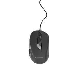 Gembird MUS-6B-01 Ratón Óptico USB Negro Ambidextro para Oficina, 6 Botones, 1600 DPI, Plug & Play