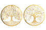 DKD Home Decor Decoración de Pared Metal Árbol Dorado 40x40 cm