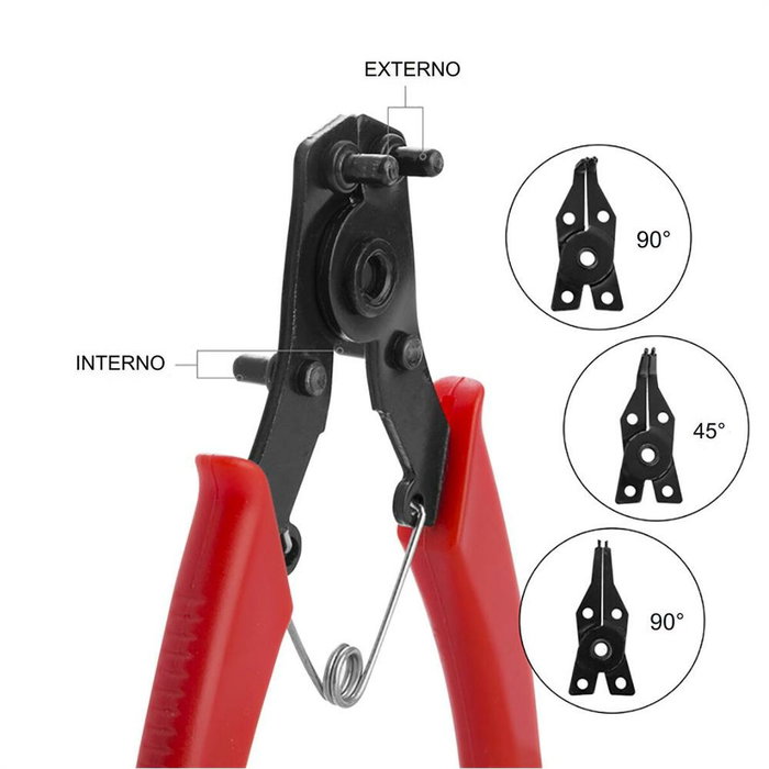 Workpro Alicates arandelas circlip 4-en-1, 155 mm
