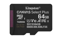 Kingston Technology 64GB microSDXC Canvas Select Plus Gen3 100R A1 Clase 10 UHS-I U1