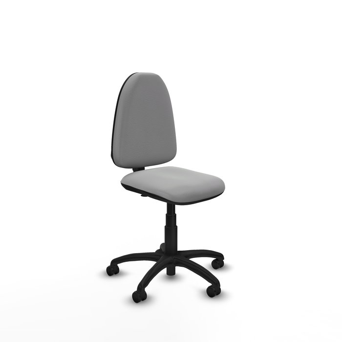 Silla de oficina Aýna con mecanismo Contacto permanente básico tapizada con Similpiel color Gris claro. Equipada con Base poliamida negra, Sin brazos y Ruedas de parqué Silla de oficina Aýna con mecanismo Contacto permanente básico tapizada con Similpiel color Gris claro. Equipada con Base poliamida negra, Sin brazos y Ruedas de parqué