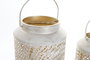 DKD Home Decor Set de 3 Portavelas Metálicos Crema y Dorado