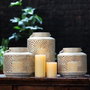DKD Home Decor Set de 3 Portavelas Metálicos Crema y Dorado