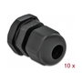 DeLOCK Prensacables PG9 IP68 - 10 Piezas Negro, Diámetro Cable 8 mm, Rango Temperatura -40 a 100 grados Celsius, Referencia PG9