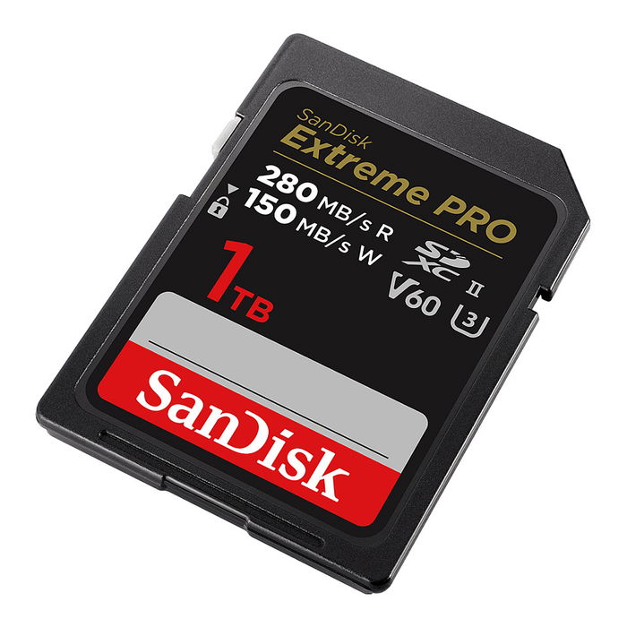 Sandisk SDSDXEP-1T00-GN4IN Tarjeta de Memoria SDXC UHS-II V60 de 1TB, Velocidad Lectura 280MB/s, Escritura 150MB/s, Clase 10