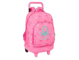 Safta Mochila Grande con Ruedas Compact Extraible Benetton Heart Escolar 450x330x220 mm