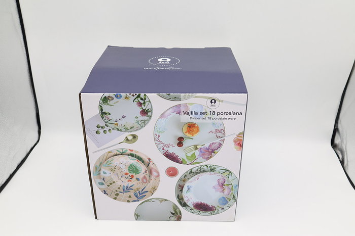 DKD Home Decor Vajilla Tropical Verde Rosa de Porcelana, 18 Piezas