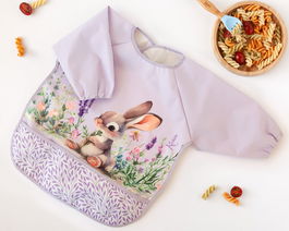 KioKids Babero Impermeable con Mangas Conejo Lavanda +4 Meses Colección Little Sauvages