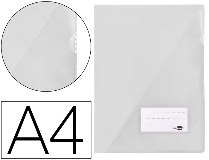 Liderpapel Carpeta dossier transparente con uñero, tarjetero y solapa interior A4 Liderpapel Carpeta dossier transparente con uñero, tarjetero y solapa interior A4
