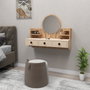 Hanah Home Polina Mesa de Maquillaje, Pino Atlántico y Beige, 90cm x 75cm x 36.8cm