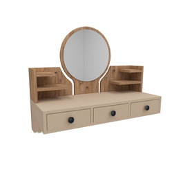 Hanah Home Polina Mesa de Maquillaje, Pino Atlántico y Beige, 90cm x 75cm x 36.8cm