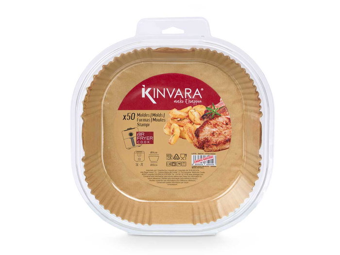 Kinvara Set 50 Piezas Molde Papel Cuadrado para Freidora de Aire 30x15.5x27 cm (Set de 24)