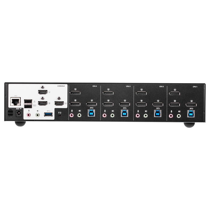 ATEN KVM Switch KVMP 4 Puertos USB 3.0 DisplayPort Triple View 4K Ultra HD (4096 x 2160) para 4 Computadoras - Negro