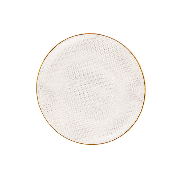Hermia Juego de Platos para Postres de Vidrio Dorado Elegante para Ocasiones Especiales - 7 Piezas