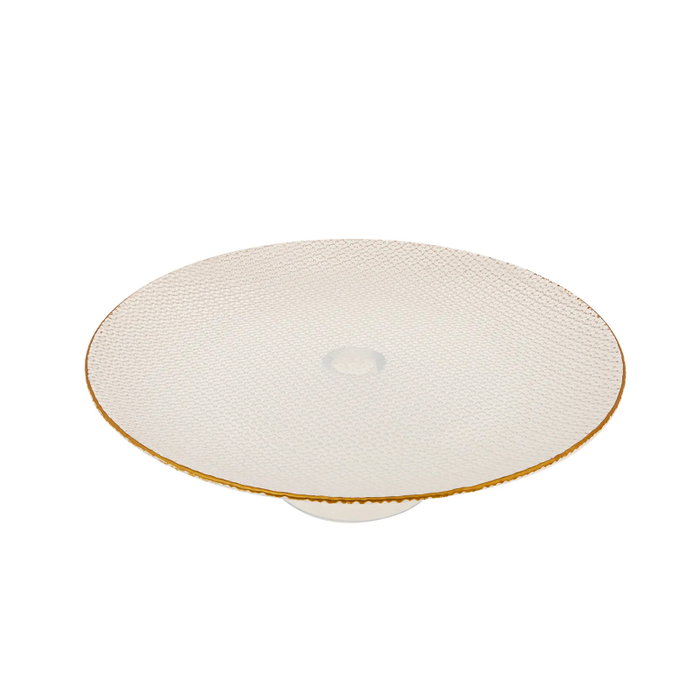 Hermia Juego de Platos para Postres de Vidrio Dorado Elegante para Ocasiones Especiales - 7 Piezas