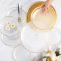 Hermia Juego de Platos para Postres de Vidrio Dorado Elegante para Ocasiones Especiales - 7 Piezas