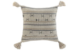 DKD Home Decor Set de 2 Cojines de Algodón Hechos a Mano Gris y Blanco 45x45 cm